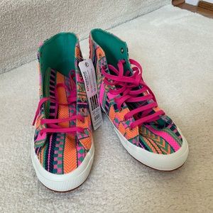 Superga 2795 artesaw pink neon high top sneakers